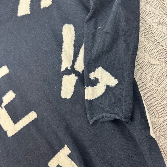 Lisa Todd Lightweight Intarsia "Misbehaving" Cashmere Blend V-Neck Sweater ~ S - Picture 3 of 15